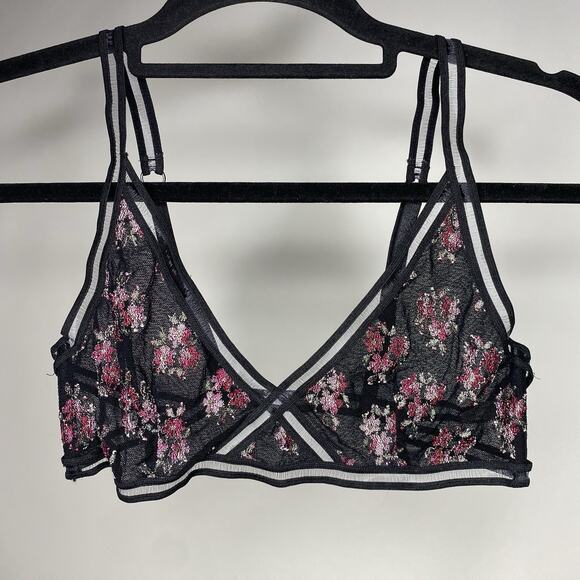 Intimately FP Free People Black You Pretty Thing Bralette Women's Medium Floral - Picture 1 of 5